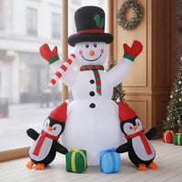 Stable Inflatable Snowman with Penguins Weatherproof Christmas Inflatable Snowman Waterproof Decoration Long-Lasting for Lawn