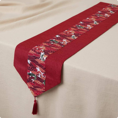 Koi Table Runner Pointed Ends Koi Table Runner Long Rectangular Decor Textile
