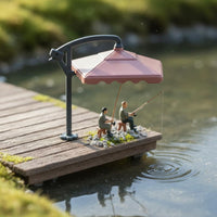 4 Pieces Micro Landscape 1:64 Scale Figure Miniature Scene Fishing Miniature Figure Detailed Mini Fishing Man Realistic Texture