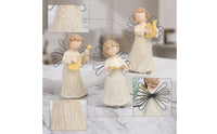 3 Pieces Faceless Angel Ornaments with Wire Wings Crackle-Finish Angel Figurines Tabletop Decorations Decorative for Mantel, Bookshelf