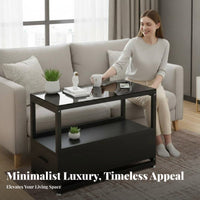 Sofa Side Cabinet with Drawer Sturdy Construction End Table Tempered Tempered