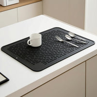 Dish Drying Mat Quick-drying Fast-draining Foldable with Hanging Hole Easy to Clean Dishwasher-safe Soft Bpa-free Silicone Self-draining Raised Ridges Eco-friendly Suitable for Kitchen Countertop Home Storage