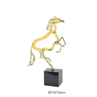Horse Figurine with Metal Frame Tabletop Standing Horse Statue Modern for Office