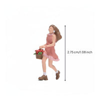 Rose-Colored Dress Miniature Girl Hand Painted Home Decor Detailed Craftsmanship