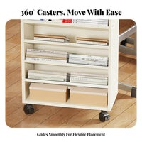 Movable Book Rack 360° Rotating Wheels Rolling Rolling Storage Versatile Use