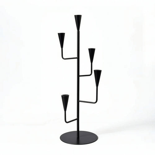 Branch Candlestick Holder Metal Five-Arm Candelabra Candle Holder with Five Cups for Mantel