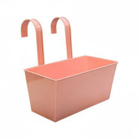 Rectangular Metal Hanging Planter Heavy-Duty Construction Rectangular Railing Planter Drainage Holes Metal Hanging Flower Pot for Indoor