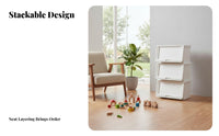 Front-Opening Container Easy Retrieval Organizer Box Stackable Design Space Saving for Parents, Families, Playroom, Bedroom