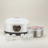 Countertop Electric Yogurt Maker Compact Yogurt Maker with Glass Jars Food-Grade Fermentation Machine with Stainless Steel Bowl Removable for Families, Beginners