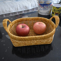 Rattan-Style Basket with Handles for Fruits and Snacks