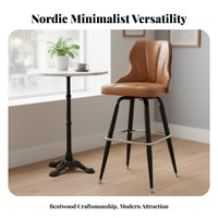 Rotating Counter Chair with Backrest Vintage Counter Bar Seating Built-in Footrest Anti-Slip Band for Business Owners