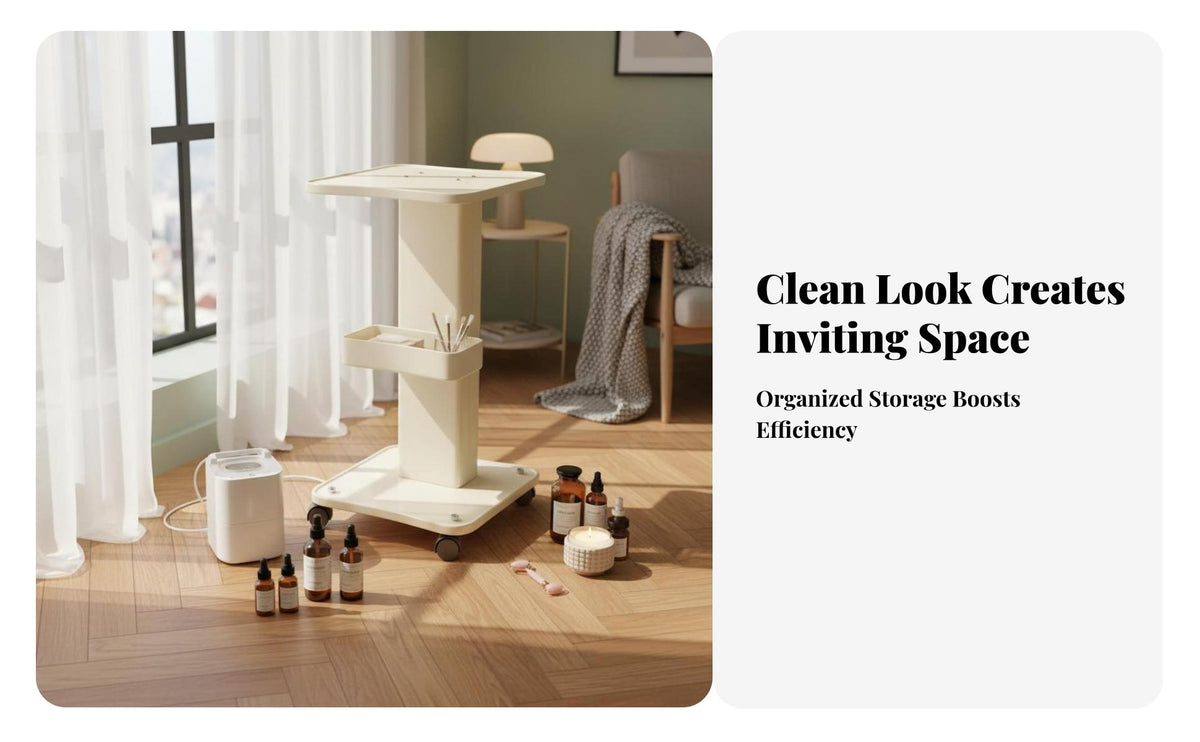 Cosmetic Machine Stand With Wheels Cosmetics Studio Trolley Rolling Equipment Stand Stable Framework Spa Instrument Cart