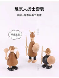 北欧木质维京人木偶摆件装饰房间布置卧室家居饰品车载创意