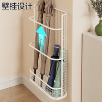 Wall-Mounted Umbrella Storage Rack with Drip Tray, No Drilling, for Long Handle Umbrellas