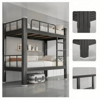Steel Bunk Bed Heavy-Duty Bunk Bed with Guardrails Space-Saving Furniture for Students, Roommates, Dormitory Housing, Shared Apartment