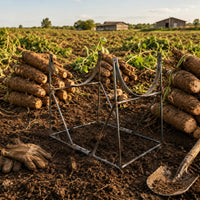Yam Bundling Rack Curved Cradle Arms Yam Rack Silver-Gray Finish Agricultural Implement
