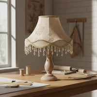 European Regal Lighting Design Shade Retro Design Beaded Textile Lampshade Floral Pattern Lighting Accessory for Bedroom, Living Room