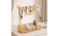 Desktop Hair Accessory Organizer Mesh Headband Holder with Tray Space-Saving Headband Organizer Metal for Girls, Teens, Vanity, Dressing Table, Dorm Room