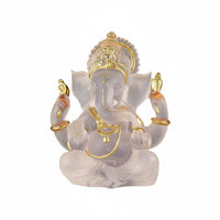 Ganesha Statue Colored Glaze Effect Indian Elephant God Idol for Altar, Office