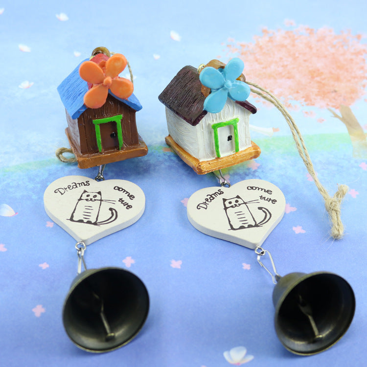 Creative House Resin Wind Chime Craft Ornament Japanese Style Four-Leaf Clover House Festival Gift