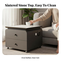 Square Nightstand with Drawer Luxury Aesthetic Bedside Storage Cabinet Modern design Waterproof Surface for Homeowners, Students