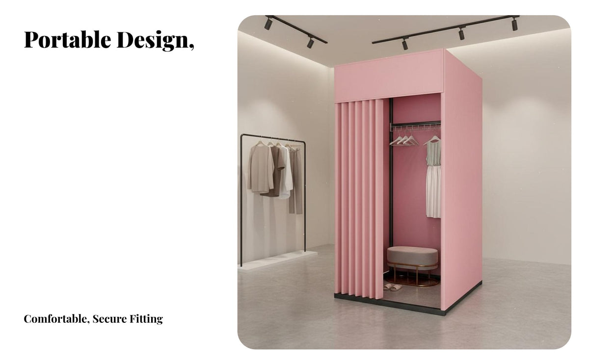 Easy Assembly Portable Fitting Room Spacious Interior Mobile Changing Booth Stable Structure Foldable Dressing Cubicle Large Space for Boutique Owners, Event Planners, Clothing Stores, Shopping Malls, Temporary Shops, Trade Display S
