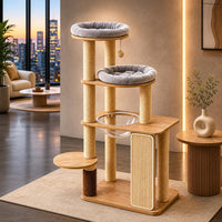 Feline Activity Center Sisal-Wrapped Feline Condo Tree Cushioned Textile