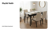 Expandable Rectangular Table with Chairs Expandableable Design Dining Room Set Shiny Finish Space Saving for Families