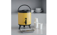 Stainless Steel Tea Barrel Spill-Resistant-Resistant Faucet Insulated Beverage Dispenser Hot and Cold Drink Container Wide Mouth