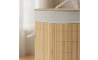 Lidded Bamboo Laundry Basket with Lid Easy to Carry Laundry Basket with Lid Freestanding Sturdy for Bathroom, Bedroom