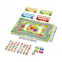 56 Pieces Family Bus Board Game Educational Board Game with Play Mat Interactive Cartoon for Kindergarten