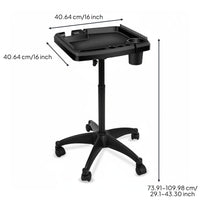 Hairdressing Tool Cart Stable Base Rolling Stylist Tray Stand 360° Rotation Wheels Adjustable Height Salon Trolley for Barbershop, Spa