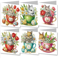 DIY Craft Greeting Cards with Jewels, 6 Easter Cards and Envelopes Set, Handmade Paper Crafts Kit for Spring Celebrations