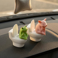 Sitting on Toilet Figurine Compact Cartoon Creature Figurine Solid-Looking
