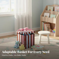 Giftdesign Storage Box Bow Decoration Organizer Bin Space-Saving for Living Room