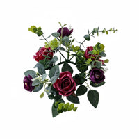 Decorative Candle Holder Centerpiece Plastic Silk Flower Circle Green Foliage