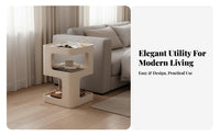 Space-Saving 2-Tier Accent Table Multi-Purpose Number 5 Shaped End Table Versatile Design Nightstand Exposed Storage for Apartment Dwellers, Homeowners, Students, Bedroom, Living Room, Study, Office