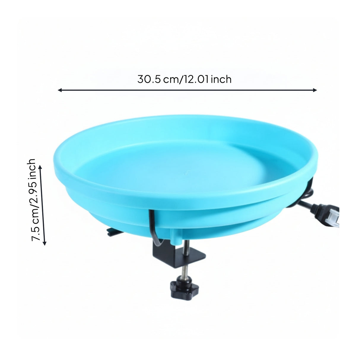 Plastic Birdbath with Clamp Shallow Heated Birdbath Easy to Install Hanging Bird Bath Long-Lasting for Garden