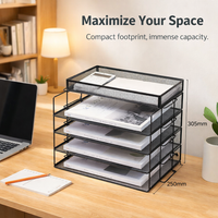 5-Tier Metal File Organizer for Desk, Stackable Document Rack for Office, Multi-Tier Desktop Storage Tray, letter-size Compatible Vertical