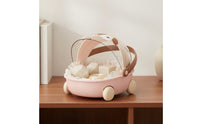 Clear View Lid Doll Cradle Display Case Dustproof Baby Carriage Storage Box Portable Doll Storage Carrier for Collectors