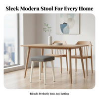 Upholstered Vanity Stool Non-Slip Foot Pads Stackable Tufted Footstool for Women