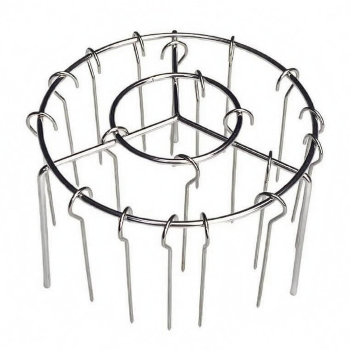 Air Fryer Grill Skewer Rack Upright Legs Stainless Steel Kabob Rack Silver Finish Round Stainless Steel Grill holder