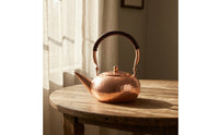 Hammered Copper Tea Kettle Polished Teapot with Wrapped Handle Handmade Look