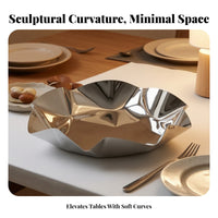 Mirror Finish Stainless Steel Tray | Folded Irregular Round Shape, Fruit Tray, for Coffee Table