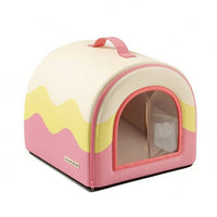Pet Shelter with Ice Packs Zippered Enclosed Cat House with Mesh Panel Removable for Summer
