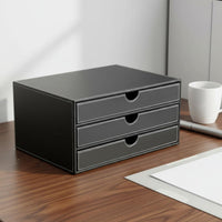Leather Desk Organizer Box Desktop Document Drawer Unit Detail File Organizer for Office Workers
