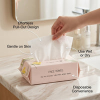Facial Towel 60 Count, Extra Thick Face Cleansing Cloth for Makeup Removal Pattern Single Layer Dry Wipes for Baby and Adults, Soft