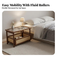 2-Tier Rolling Trolley Multifunctional Design Wheeled Side Table for Homeowners