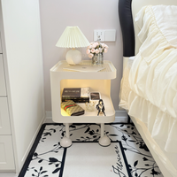 Compact 30cm Wide Bedside Table with Glass Shelf