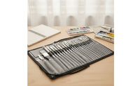 24 Pieces Portable Paint Brush Set with Canvas Roll Case Organized Travel Brush Set with Canvas Roll Case No Shedding Synthetic Nylon Brushes Professional for Sketching